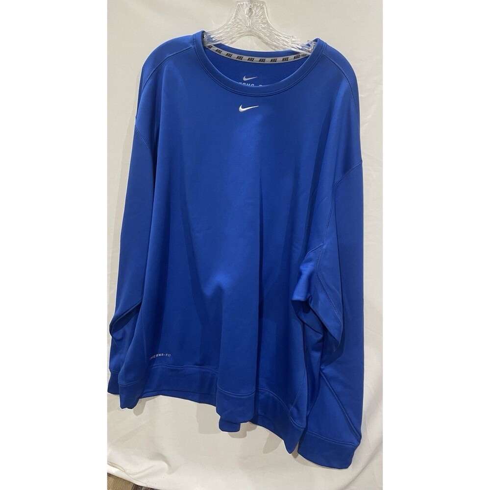 Men's Nike Therma Fit Blue Spellout Hoodie Hooded Sweatshirt 3XL